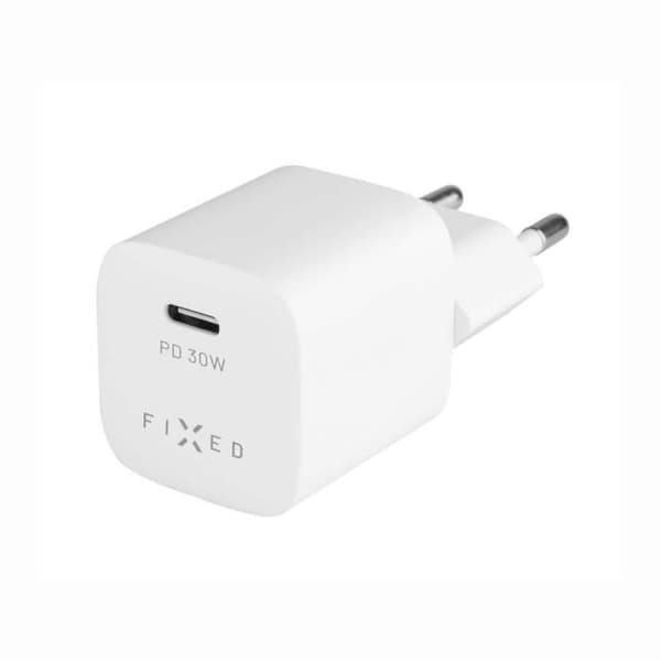 Nätadapter - FIXED - Mini - USB-C - 30W - 1 meter - Vit Vit