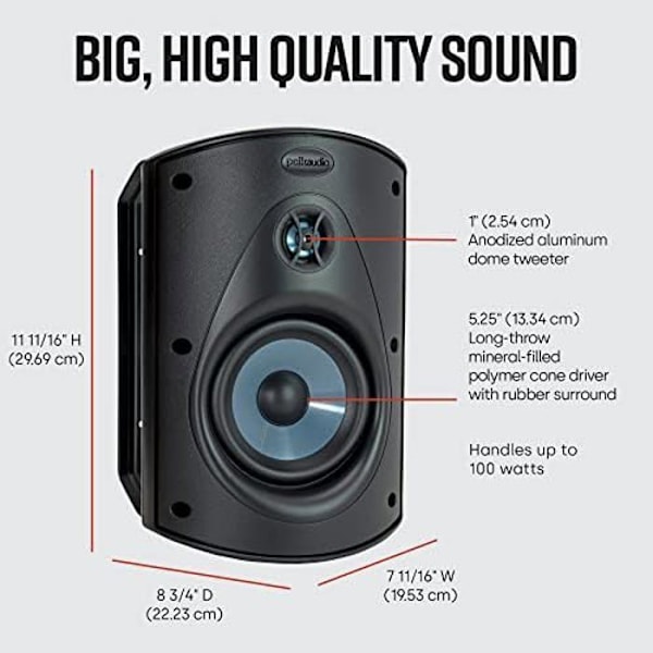 Polk Audio AM6085-A Set med två utomhushögtalare, svart