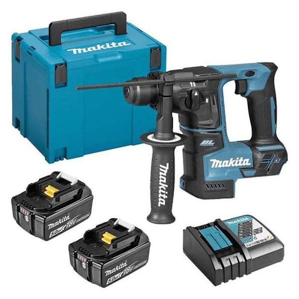 18 V sladdlös SDS Plus perforator + 2 5Ah batterier + laddare + Makpac box - MAKITA - DHR171RTJ