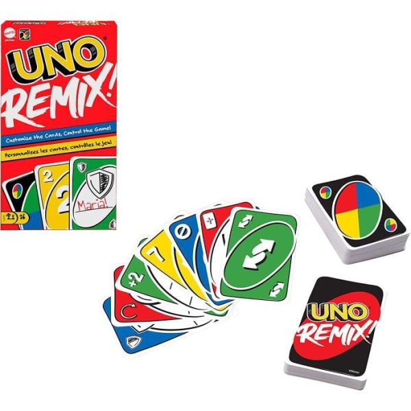 UNO Remix-version, anpassa kort och vinci, kortspel för familjen 7+ år, GXD71