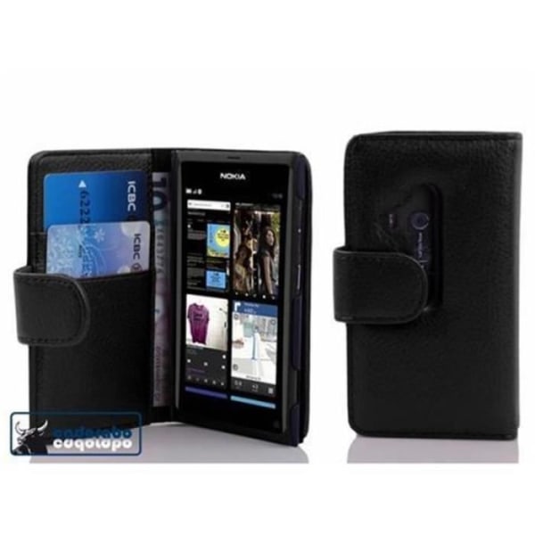 Cadorabo Fodral Skal för &gt; Nokia Lumia 800 &lt; Fodral Fodral Bumper Wallet (med kortplatser) i JET BLACK