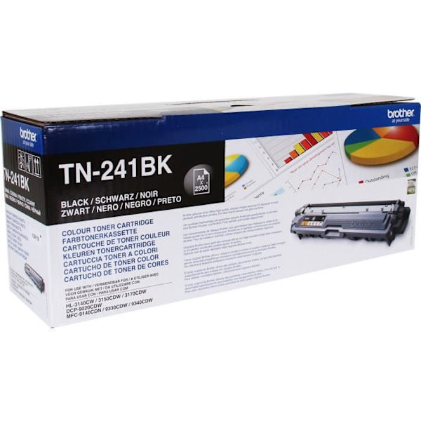 Paket med 2 toner TN241BKTWIN-BROTHER-Svart-2x2500p.- DCP-9015, DCP-9020, HL-3140, HL-3150, HL-3170, MFC-9140, MFC-9330, MFC-9340