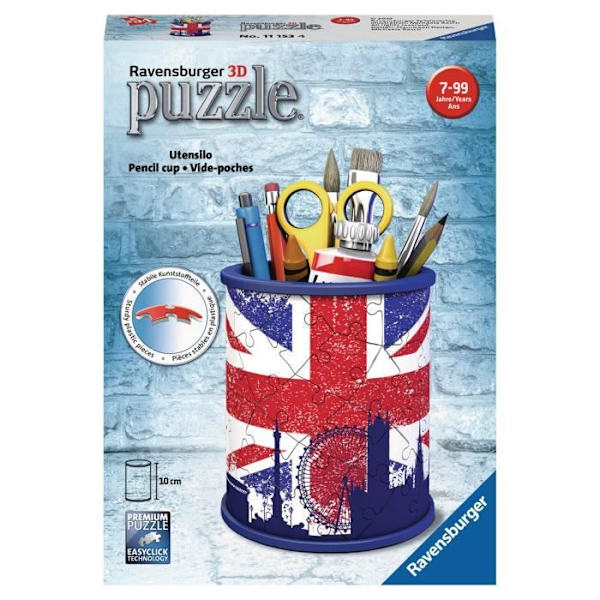 Union Jack Ravensburger 3D Puzzle Pencil Pot - Barn - 54 bitar - Limfri - från 6 år och uppåt