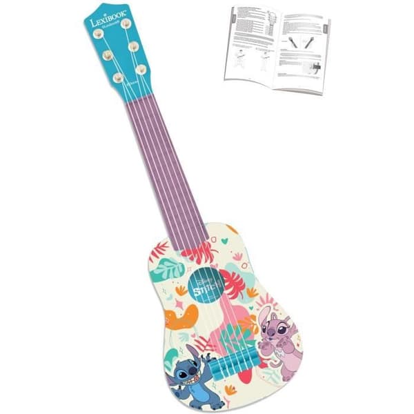 Lexibook, Disney Stitch, Min Första Gitarr för Barn, 6 Nylonsträngar, 53 cm, Guide Ingår, Från 3 år