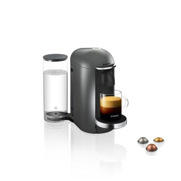 NESPRESSO KRUPS VERTUO PLUS Kaffemaskin i titan Espressokapselkaffebryggare YY2778FD