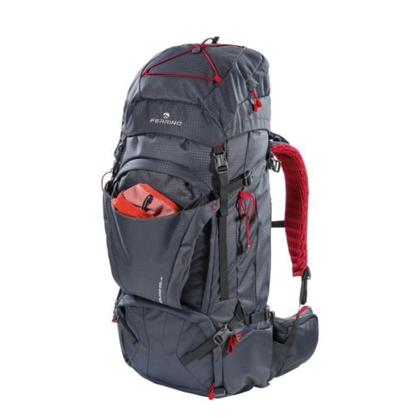 Ryggsäck - Ferrino - Overland 65+10L - Mörkgrå/röd - Ripstop polyester - Trekking mörkgrå/röd