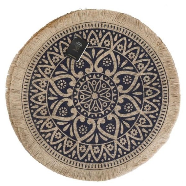 Creative Tops bordstablett Mandala 42 cm juteblå/brun 4 st