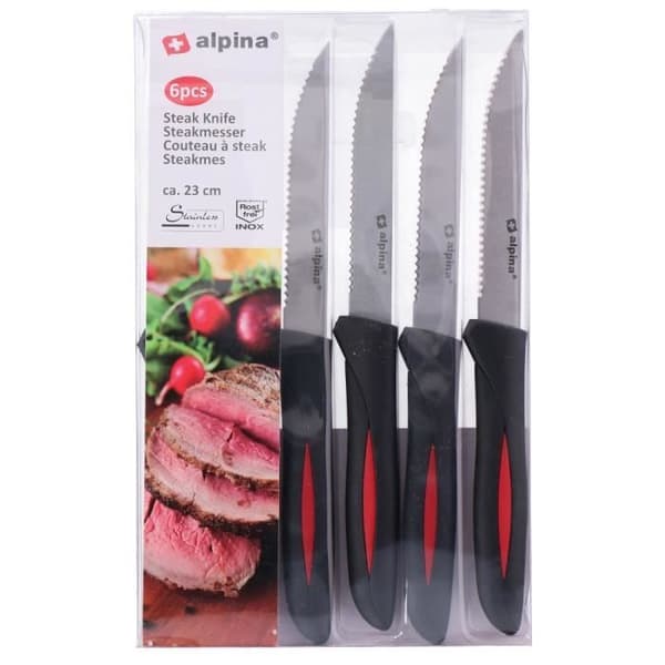 Set med 6 Alpina köttknivar i rostfritt stål