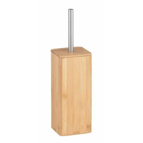Toalettborstehållare i bambu, svart toalettborste, bambusträ, 10,1x37,5x10,1 cm, brun