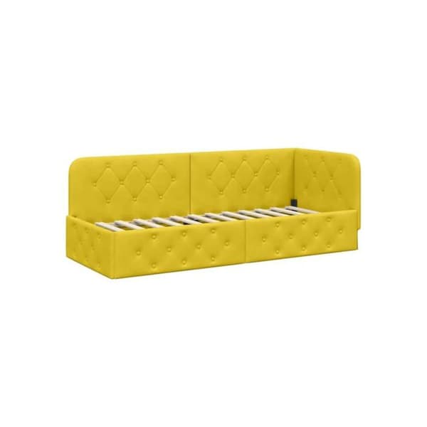 Sängram i hörn i sammet - vidaXL - 80x200 cm - Gul - L-design - Mångsidig bäddsoffa Gul