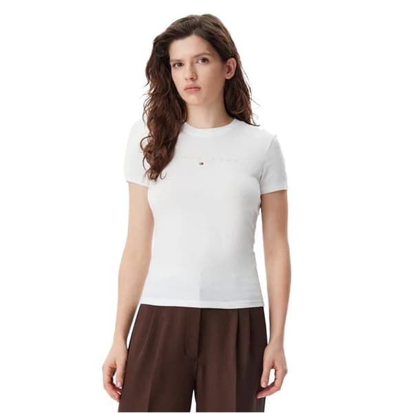 T-shirt MC 100% Bomull - Tommy Jeans. beige S