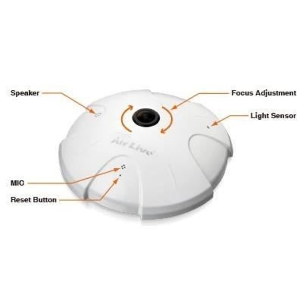 Övervakningskamera - OVISLINK - FE-201DM - 2MP - 360° syn - Infraröd Vit