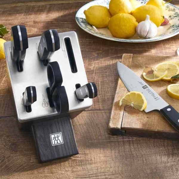Kökskniv - ZWILLING - Gourmet - Självslipande block - 7 delar - Mörkbrun Mörkbrun