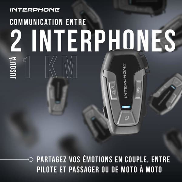 Intercom Bluetooth - INTERPHONE - UCOM6R - Lång batteritid - Uppladdningsbar USB - Svart svart