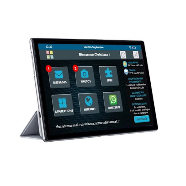 Facilotab L Ruby surfplatta - WiFi/4G - 64 GB - Android 11 - Fodral - Förenklad surfplatta för seniorer