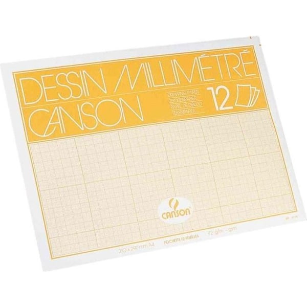 Millimeterpapper - CANSON - A4 - 12 ark - 70/75 g/m2 - Mörkbrun mörkbrun