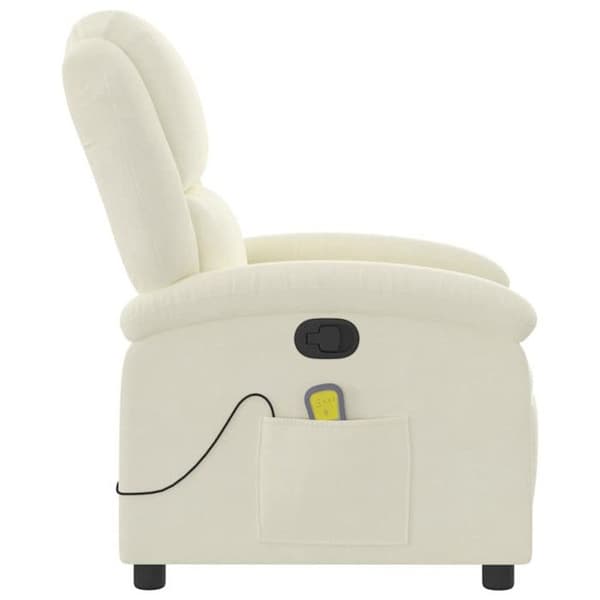 vidaXL Recliner Massagefåtölj i krämig sammet 371817 Grädde