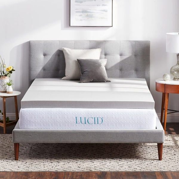 Lucid - LU75142030BT-EU - 7,5 cm Memory Foam Madrass Topper med Bamboo Charcoal - Madrass Topper 140 x 200 cm