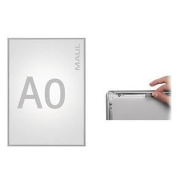 Kapselram - MAUL - A4 - Anodiserad aluminium silver - Antireflexfilm - Väggmontering silver-