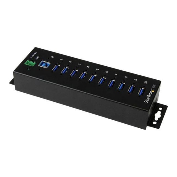 STARTECH.COM USB 3.0 Hub - 10 portar - Industriell USB Hub - Med överspännings- / ESD-skydd - Metall - DIN-skena