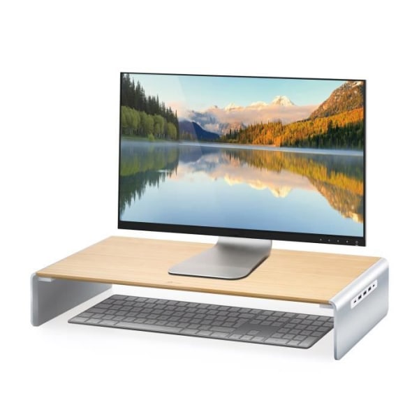Monitorstativ - J5 CREATE - JCT425 - Trä och aluminium - USB-C dockningsstation - HDMI 4K