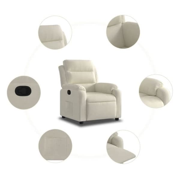 vidaXL Recliner Fåtölj Kräm Sammet 373509