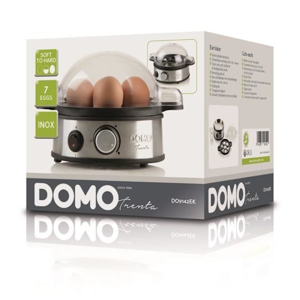 DOMO äggkokare - 400W DO9142EK - Indikatorer - Rostfritt stål - Upp till 7 ägg Vit