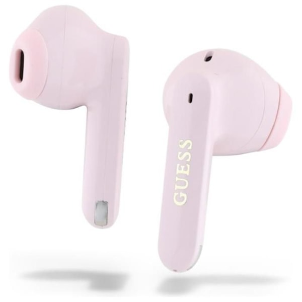 Bluetooth TWS hörlurar + laddningsetui (rosa) Förlängt metalliskt tryckt logotyp Guess