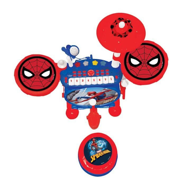 SpiderMan - Elektroniskt trumset för barn - Luminous - Komplett med tangentbord, cymbaler och pall - Lexibook Röd