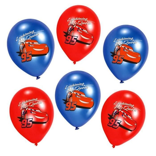 Ballonger - AMSCAN - BILAR - Förpackning om 6 - 27,5 cm - Helium möjligt - 4 färger 4 färger