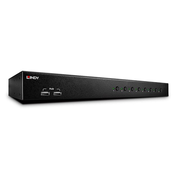 LINDY skärm-tangentbord-mus-ljud-USB switch - 8 DVI-I-portar - Integrerad USB 2.0-hubb Svart