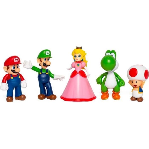 Mario and Friends Figurines Box - JAKKS - Super Mario Mario, Luigi, Princess Peach - 6cm