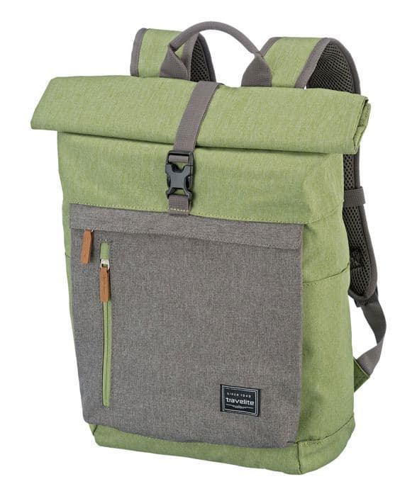 travelite Ryggsäck grön/grå för kvinnor och män Basic Rollup Backpack Green / Grey 266621 grönt, grått