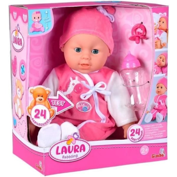 Simba - Laura Docka Pratar - 38cm - Mjuk kropp - 24 ljud - Batterier ingår Flerfärgad