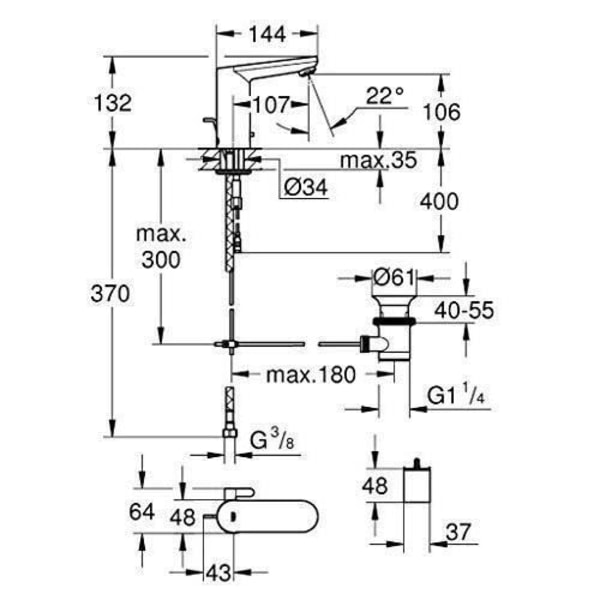 GROHE Infraröd handfatskran med blandare / temperaturbegränsare - 36331001