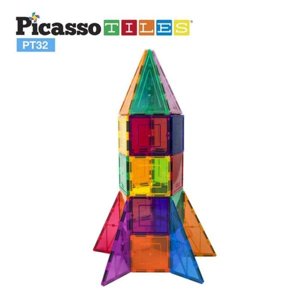 Byggspel - TACTIC - PICASSOTILES - 32 bitar - Rymdtema - Magnetisk
