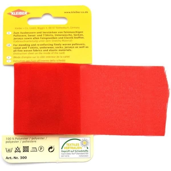 Elastisk strykpatch 400 x 60 mm röd - 100% polyester, klippbar Röd
