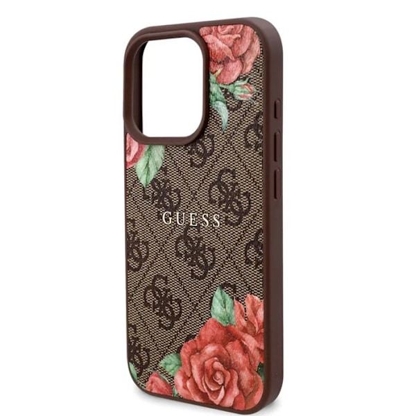 Coque pour iPhone 16 Pro - Guess Hardcase 4G Flower Print Flower Print MagSafe (GUHMP16LP4ROPEMCW) - Marron brun