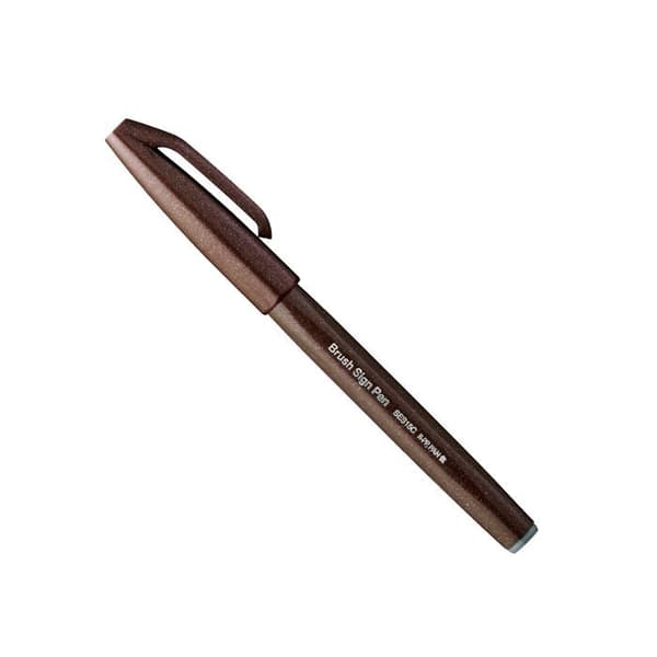 Stylo - pennset - Pentel refill - SES15C-E3X-PC - mörkbrun penselpenna