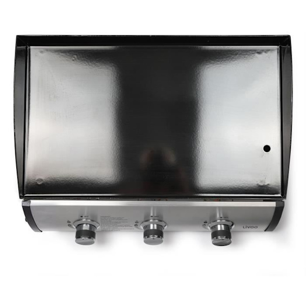 Gasplancha 3 brännare 61 x 38 cm Svart