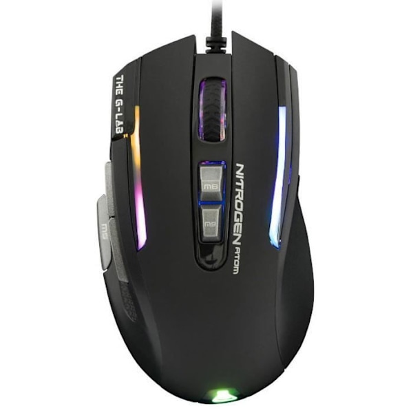 G-LAB KULT-NITRO-ATOM RGB-spelmus - 4800 DPI - Programmerbar - Svart
