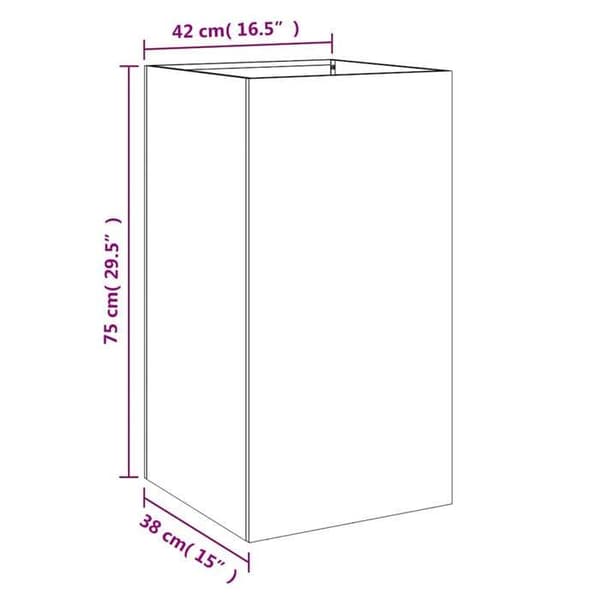 Planteringslåda - Silverfärgad - 42x38x75 cm - Galvaniserat stål - Rektangulär - Hållbar Silver
