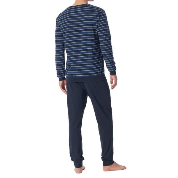 Pyjamas - Schiesser - Basic - Blå - 100% Bomull - Maximalt komfort Blå M