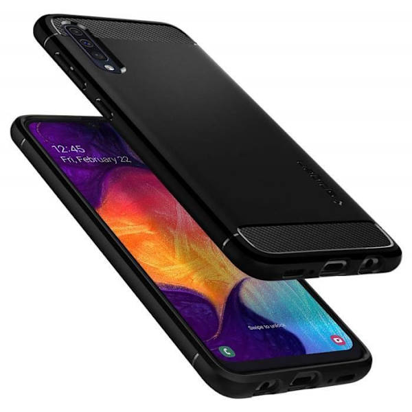 Spigen Samsung Galaxy A50/A30s/A50s Fodral [Rugged Armor] Mjukt, stötsäkert, anti-skrapa, kolfiber (611CS26199) Svart