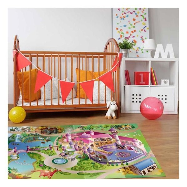 Tjejmatta 100x140 rektangulär vävd flerfärgad PRINCESS Flerfärgad