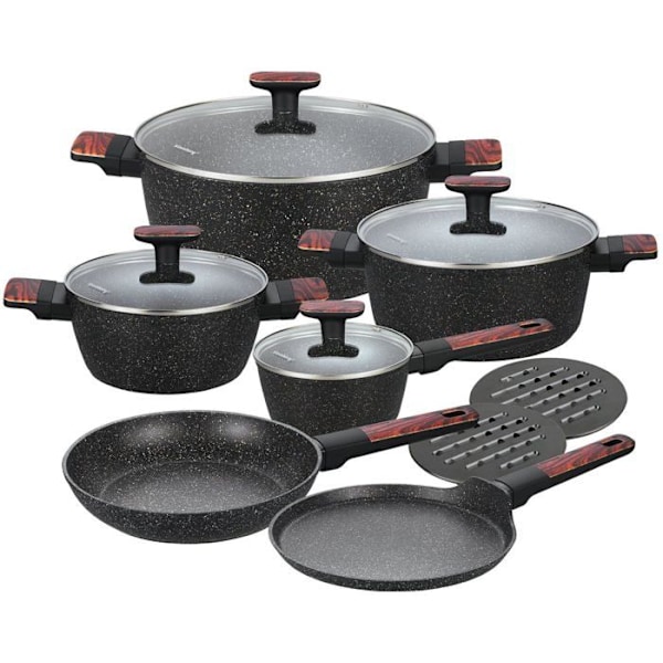 Separatör - skydd för spis - kastrullseparator - kastrullskydd Klausberg - KB-7831 - 12-delars SET AV MARMORPANNOR