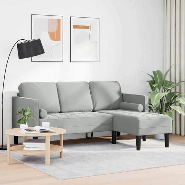 Ljusgrå soffgrupp 173 x 131 x 67 cm sammet