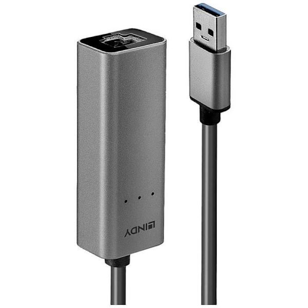 Nätverksadapter - LINDY - 2.5 GBit/s USB 3.2 - Gigabit-LAN - RJ45 - Anslutningskabel