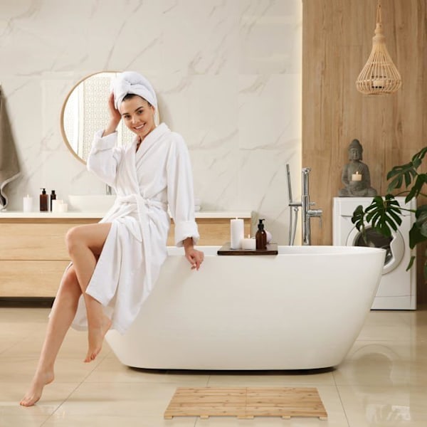 Badrug i bambu - Relaxdays - 10048736 - Halkskydd - Fällbar - Naturlig design ljusbrun