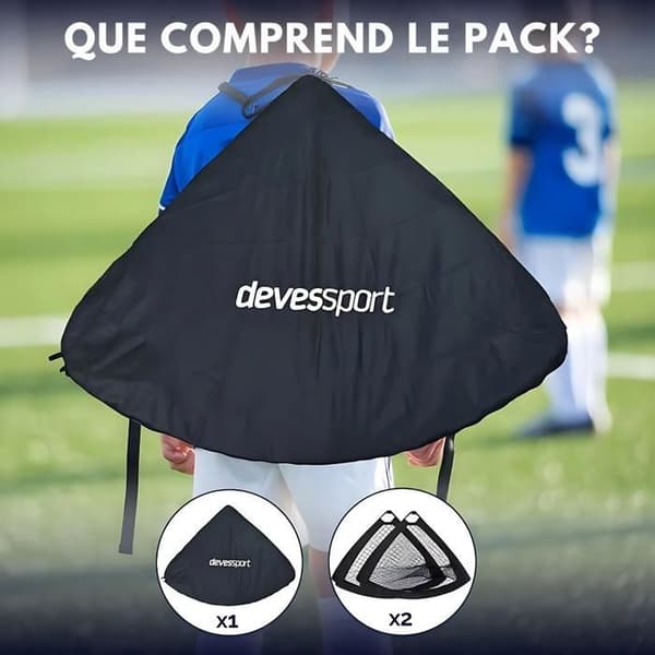 DEVESSPORT Set med 2 Fotbolls mål - Fällbara Pop-Up - Robusta - För Barn 5-8 År - In/Utomhus